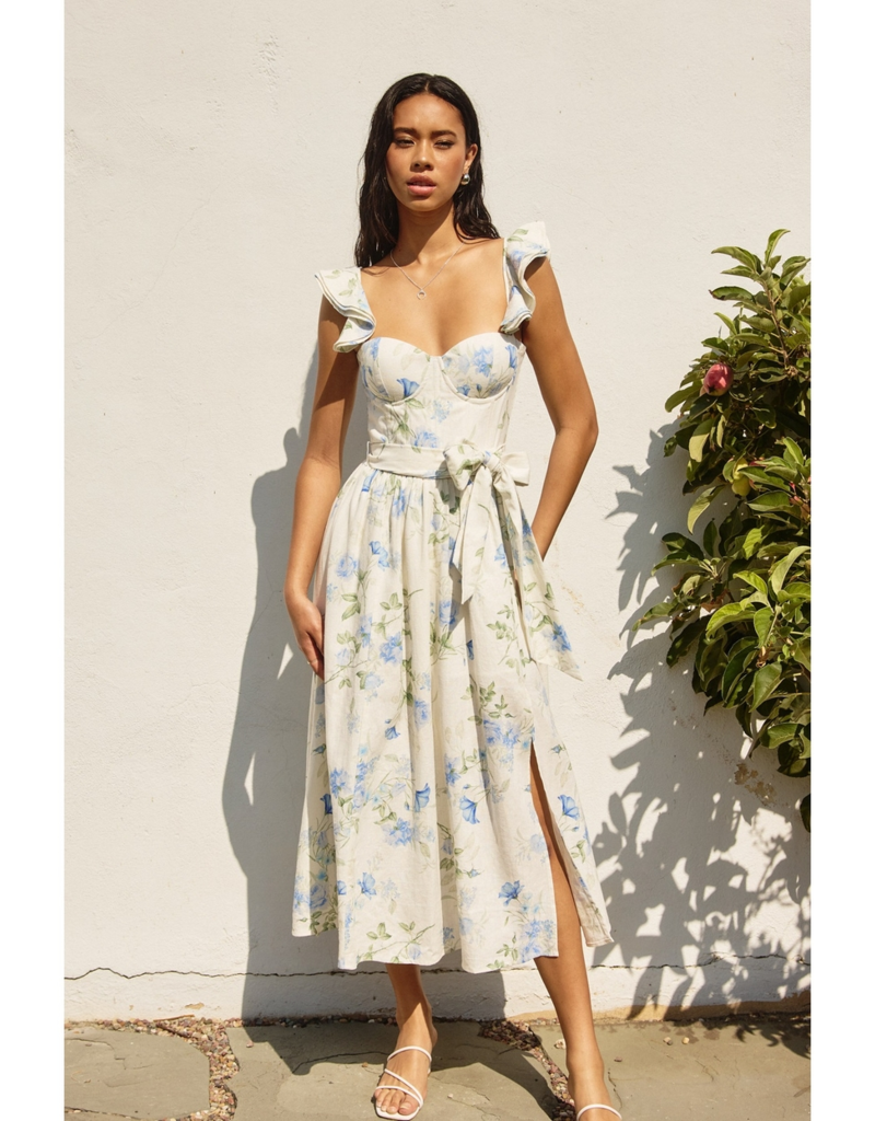 Dress Forum Everlasting Corset Flutter Dress in Blue Floral