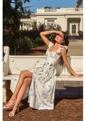 Dress Forum Everlasting Corset Flutter Dress in Blue Floral