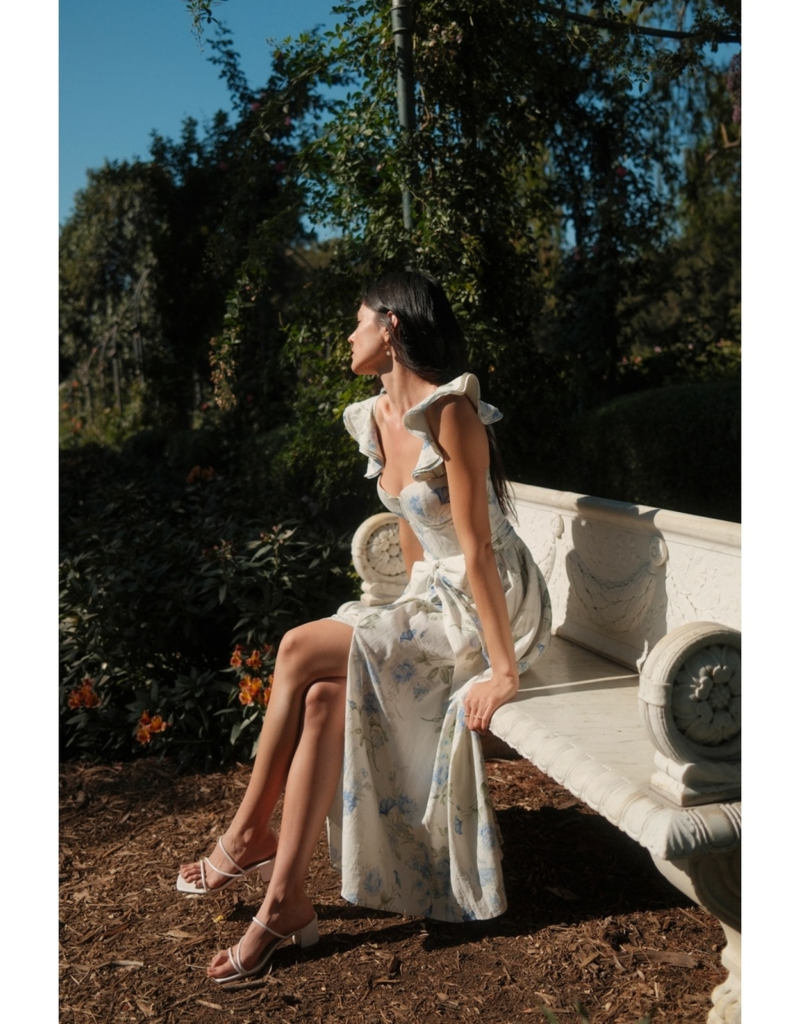 Dress Forum Everlasting Corset Flutter Dress in Blue Floral