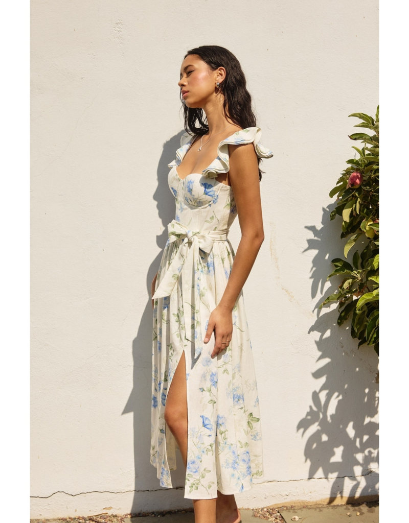 Dress Forum Everlasting Corset Flutter Dress in Blue Floral