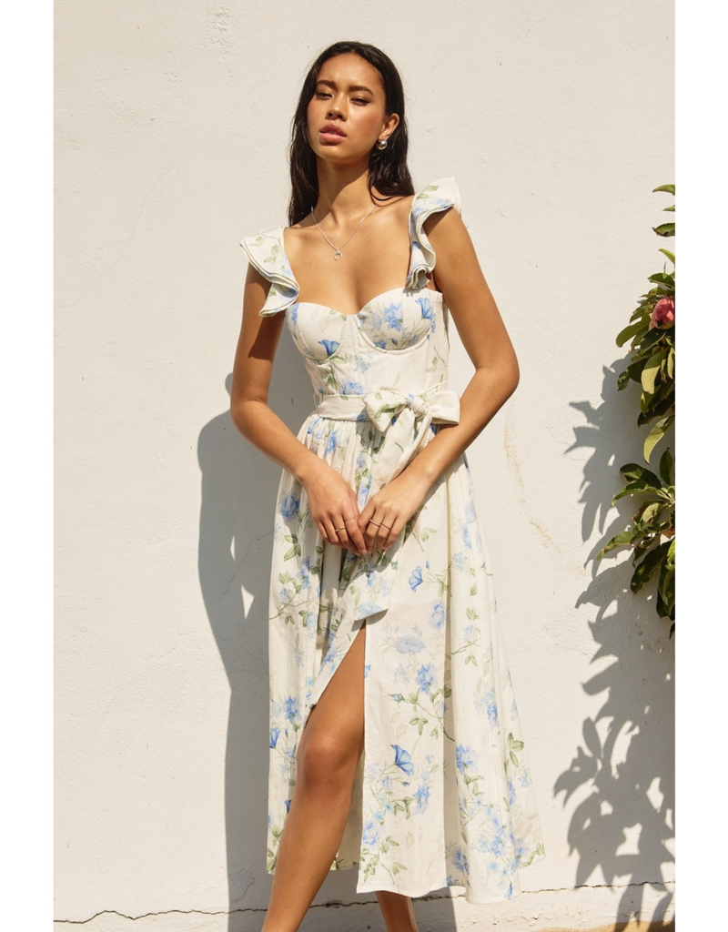 Dress Forum Everlasting Corset Flutter Dress in Blue Floral