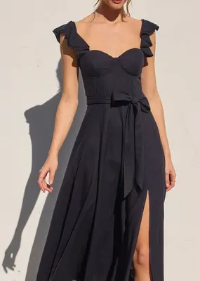 Dress Forum Heaven Sent Bustier Flutter Sleeve Dress in Navy