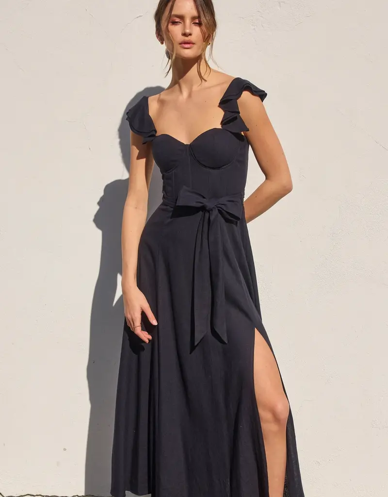 Dress Forum Heaven Sent Bustier Flutter Sleeve Dress in Navy