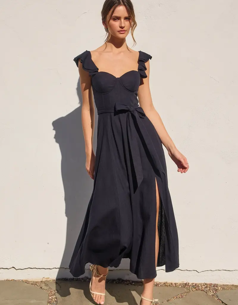 Dress Forum Heaven Sent Bustier Flutter Sleeve Dress in Navy