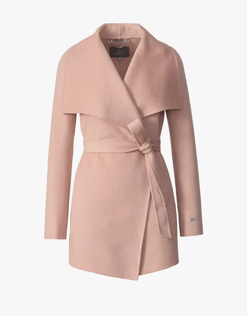 Soia and Kyo Brigette Belted Light Wool Coat in Blush