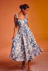 Dress Forum Love Letter Shirred Fit & Flare Midi Dress in Porcelain Blue