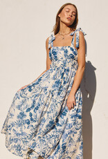Dress Forum Love Letter Shirred Fit & Flare Midi Dress in Porcelain Blue
