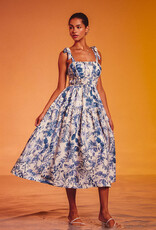 Dress Forum Love Letter Shirred Fit & Flare Midi Dress in Porcelain Blue