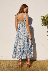 Dress Forum Love Letter Shirred Fit & Flare Midi Dress in Porcelain Blue