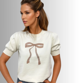 Privilege Esme Puff Sleeve Bow Top *Only One Left - XL*