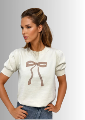 Privilege Esme Puff Sleeve Bow Top *Only One Left - XL*