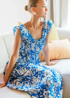 Greylin Daria Smocked Print Midi Dress