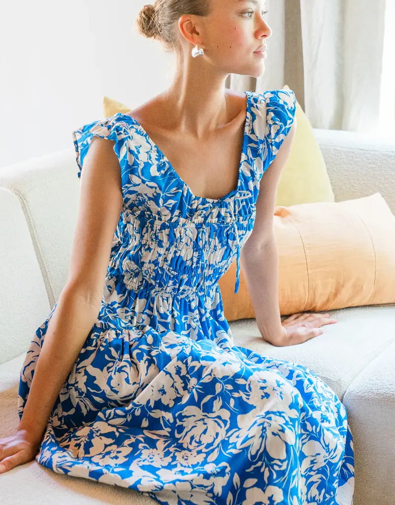 Greylin Daria Smocked Print Midi Dress