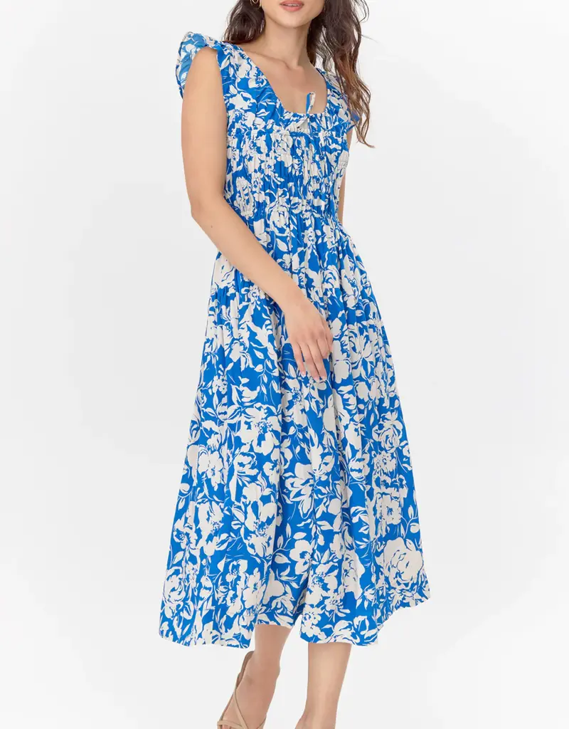 Greylin Daria Smocked Print Midi Dress