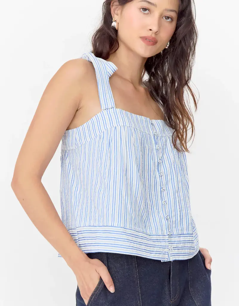 Greylin Vera Tie Shoulder Striped Easy Top