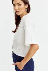 Greylin Maria Cotton Twist Front Shirt with Dipped Back Hem