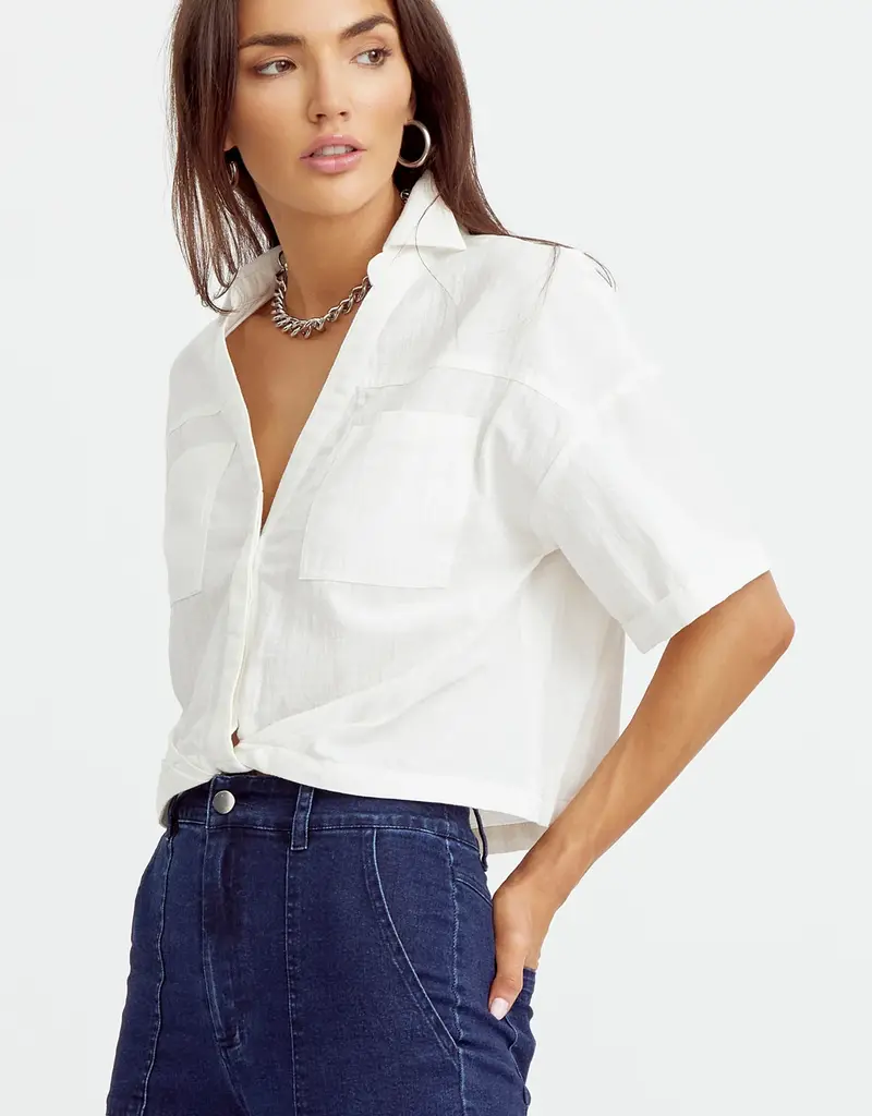 Greylin Maria Cotton Twist Front Shirt with Dipped Back Hem