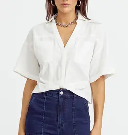 Greylin Maria Cotton Twist Front Shirt with Dipped Back Hem