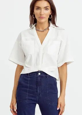 Greylin Maria Cotton Twist Front Shirt with Dipped Back Hem