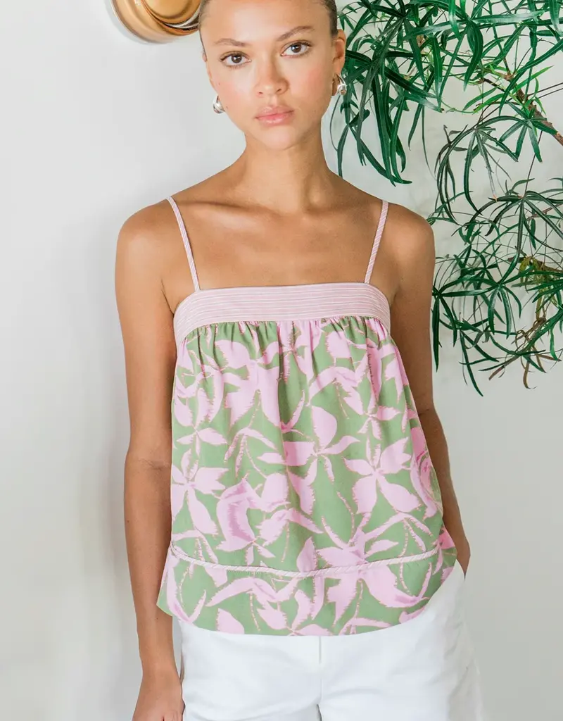 Greylin Naeli Print Sleeveless Top With Contrast Detail