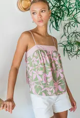Greylin Naeli Print Sleeveless Top With Contrast Detail