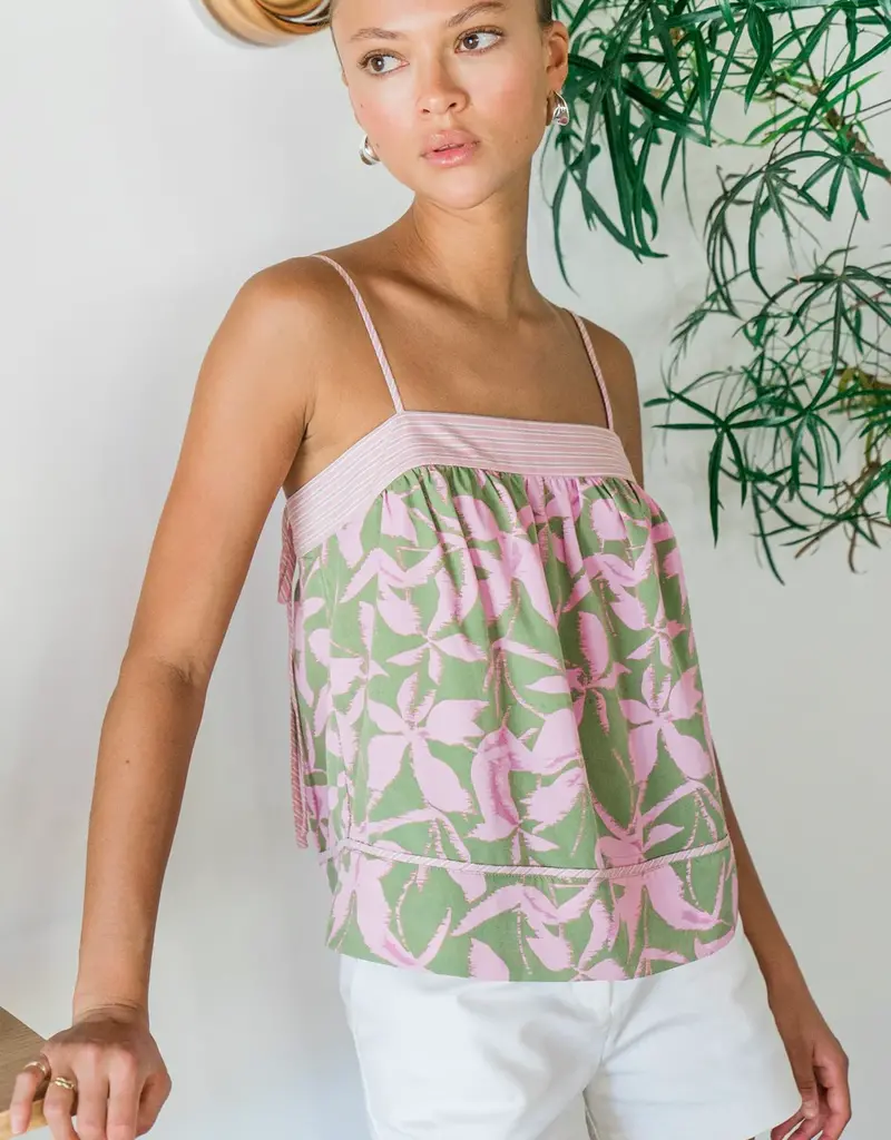 Greylin Naeli Print Sleeveless Top With Contrast Detail