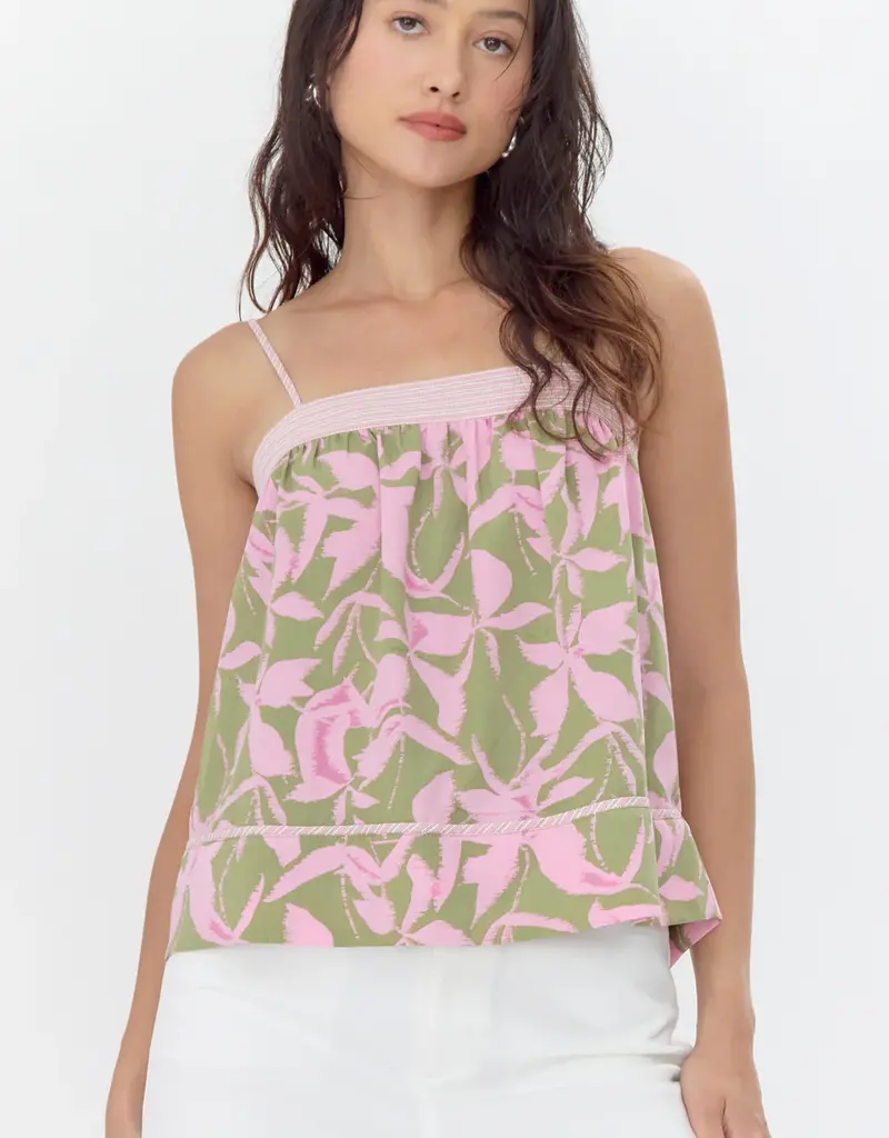 Greylin Naeli Print Sleeveless Top With Contrast Detail