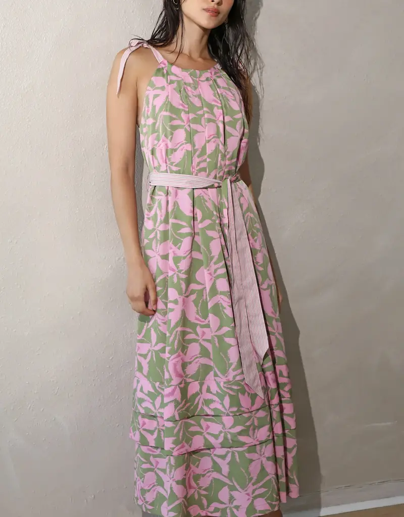 Greylin Nali Print Tie Shoulder Maxi Dress