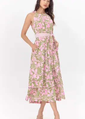 Greylin Nali Print Tie Shoulder Maxi Dress