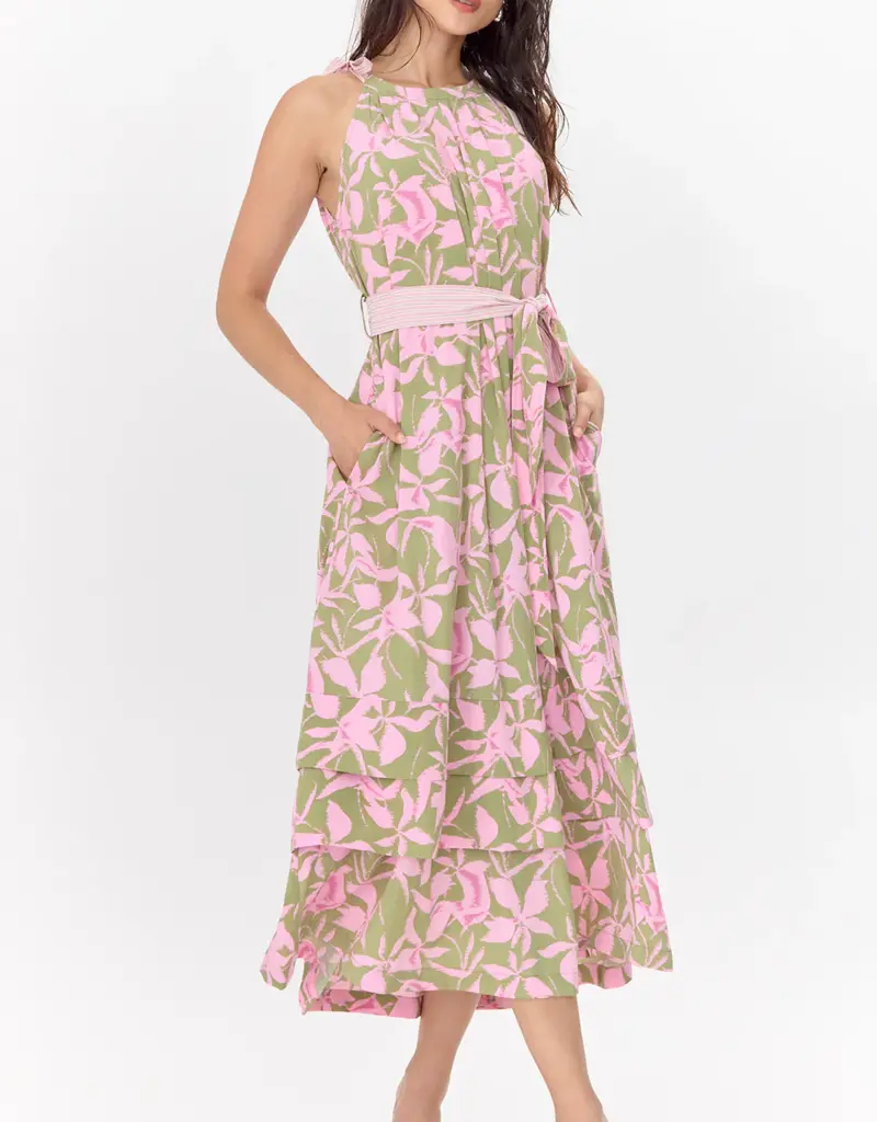 Greylin Nali Print Tie Shoulder Maxi Dress