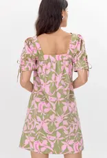 Greylin Vienna Print Square Neck Mini Dress With Tie Sleeve
