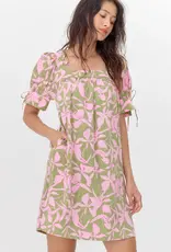 Greylin Vienna Print Square Neck Mini Dress With Tie Sleeve