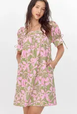 Greylin Vienna Print Square Neck Mini Dress With Tie Sleeve