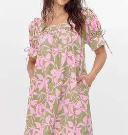 Greylin Vienna Print Square Neck Mini Dress With Tie Sleeve