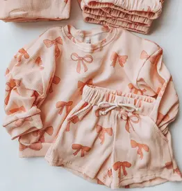 Fancy Schmancy Baby Kids Pink Bow Waffle Lounge Set