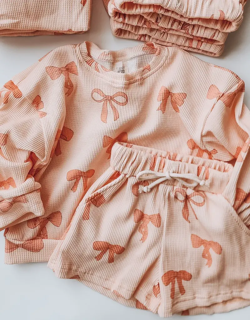 Fancy Schmancy Baby Kids Pink Bow Waffle Lounge Set