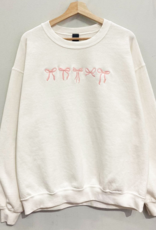 Sweet Claire With A Bow Embroidered Crewneck Sweatshirt