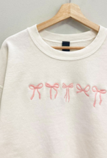Sweet Claire With A Bow Embroidered Crewneck Sweatshirt