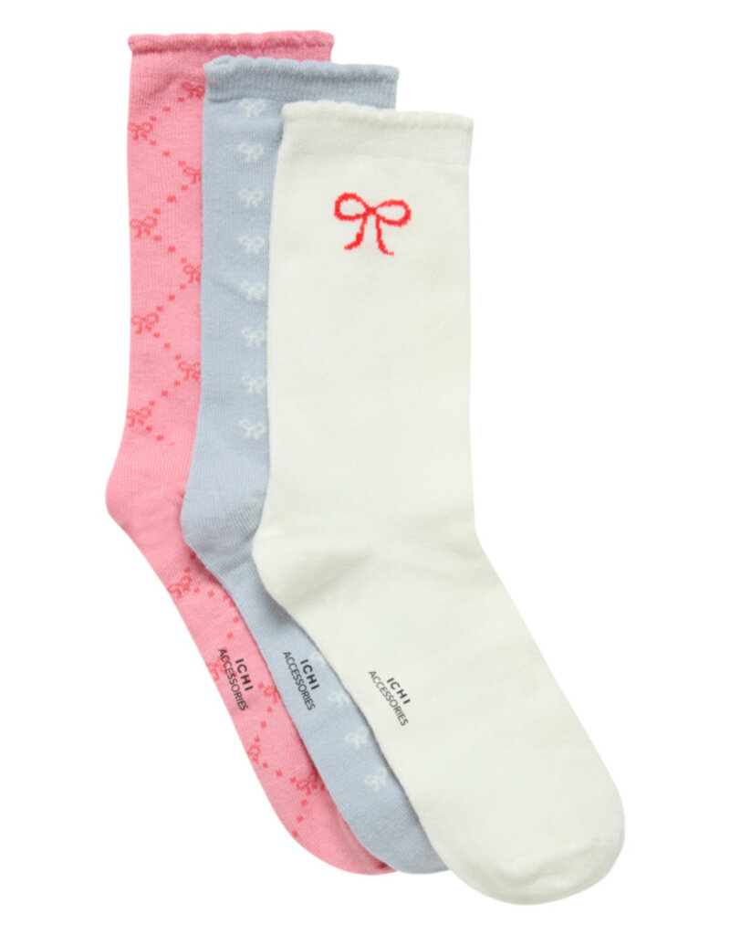 ICHI Accessories Bow Sock 3 Pack