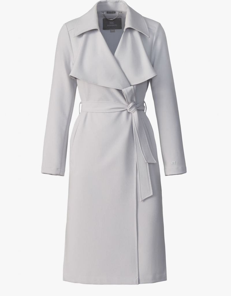 Soia and Kyo Dimitra Relaxed Fit Trench Coat in Stone