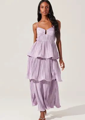 ASTR Lupin Pleated Midi Dress in Lilac