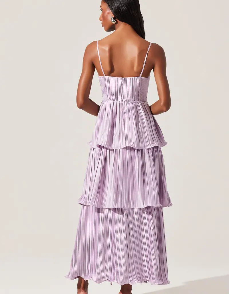 ASTR Lupin Pleated Midi Dress in Lilac