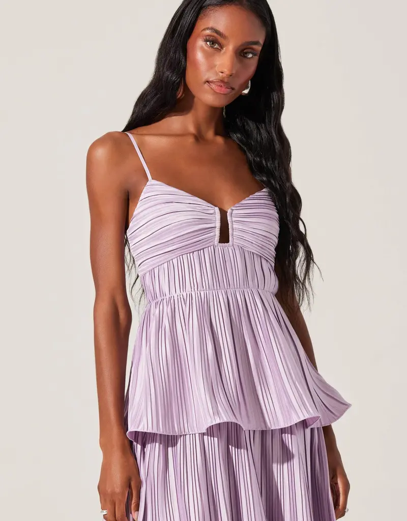 ASTR Lupin Pleated Midi Dress in Lilac