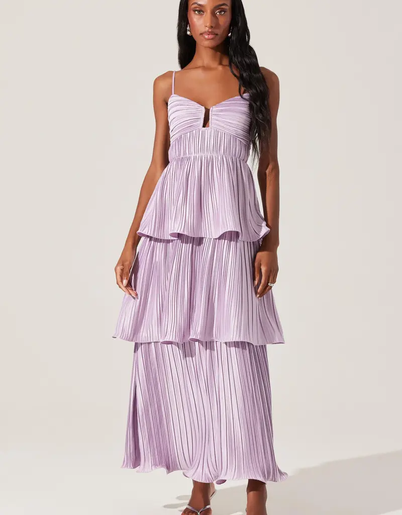 ASTR Lupin Pleated Midi Dress in Lilac