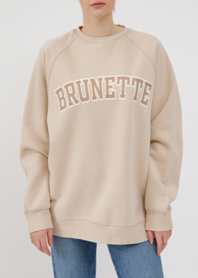 Brunette the Label Brunette the Label - "Brunette" Varsity NYBF Crew in Washed Tan