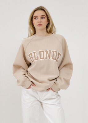 Brunette the Label Brunette the Label - "Blonde" Varsity NYBF Crew in Washed Tan