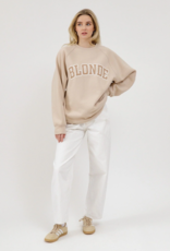 Brunette the Label Blonde Varsity NYBF Crew in Washed Tan
