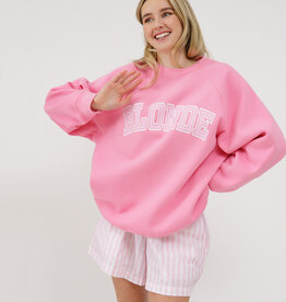 Brunette the Label Brunette the Label - "Blonde" Varsity NYBF Crew in Bubble Gum Pink