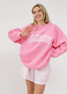 Brunette the Label Brunette the Label - "Blonde" Varsity NYBF Crew in Bubble Gum Pink