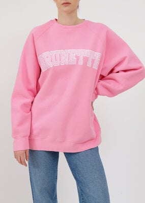 Brunette the Label Brunette the Label - "Brunette" Varsity NYBF Crew in Bubble Gum Pink